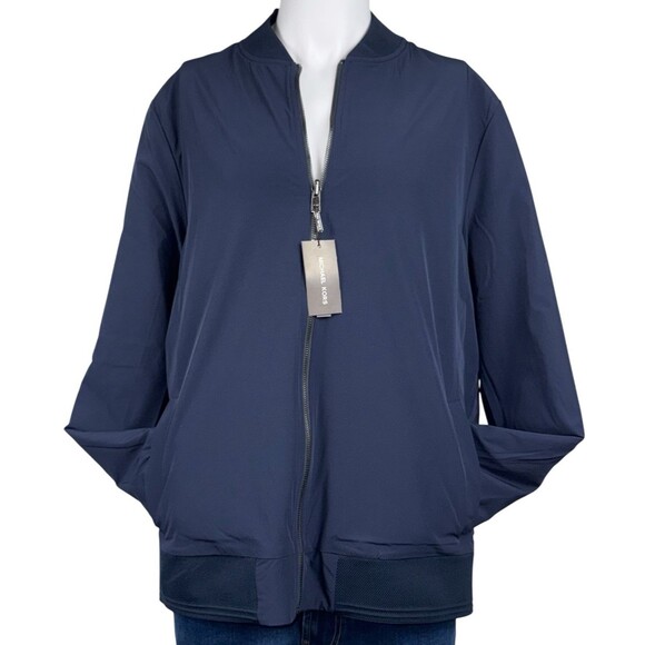 Michael Kors Mens XXL Midnight Blue Reversible Bomber Jacket Full Zip Pockets 2X - Picture 5 of 11
